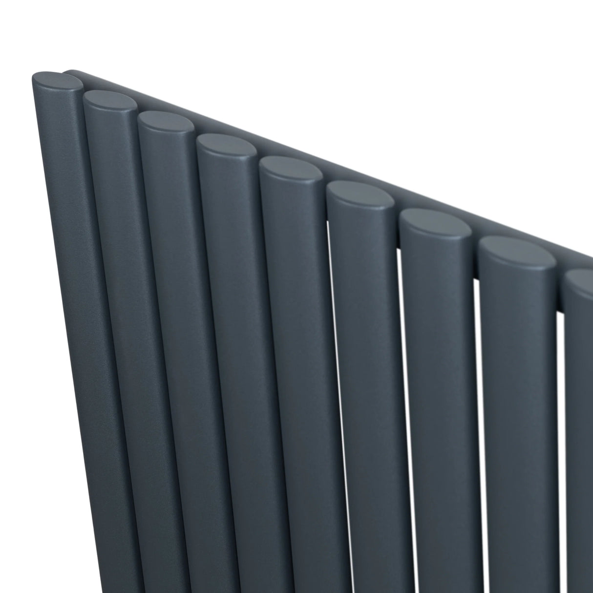 Anthracite grey oval single column radiator with sleek, rounded edges and a modern design, measuring 1600 x 360mm