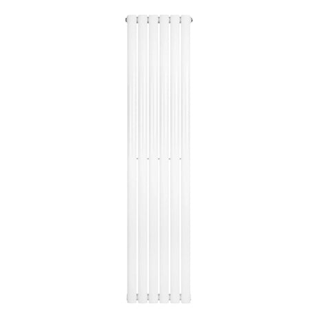 Sleek white oval single column radiator, 1600 x 360mm, featuring smooth vertical lines and a modern design for efficient heating