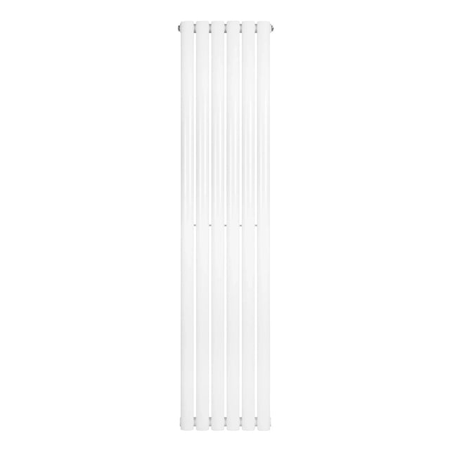 Sleek white oval single column radiator, 1600 x 360mm, featuring smooth vertical lines and a modern design for efficient heating