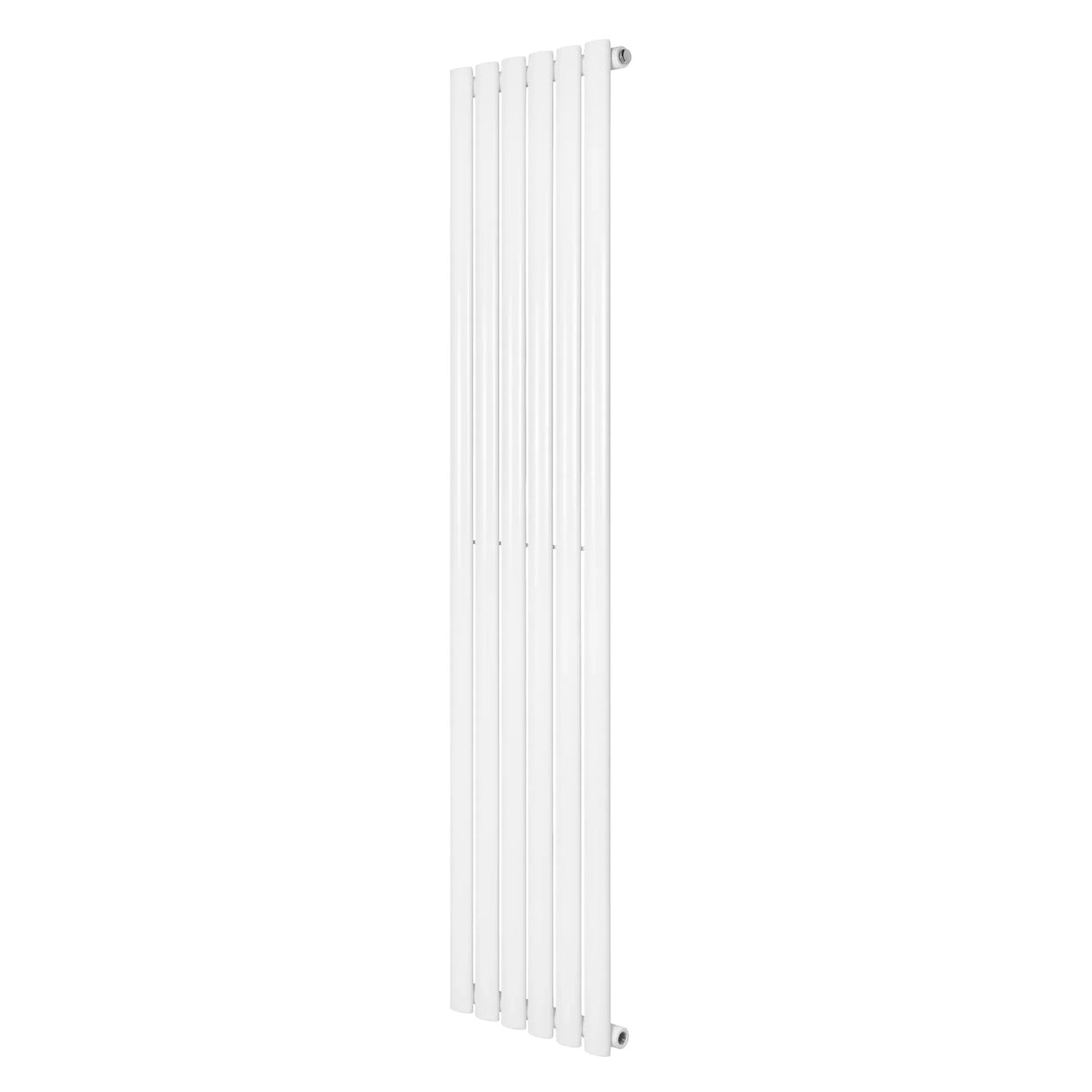 Sleek white oval single column radiator, 1600 x 360mm, featuring a modern design with smooth, vertical lines and a glossy finish