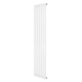 Sleek white oval single column radiator, 1600 x 360mm, featuring a modern design with smooth, vertical lines and a glossy finish