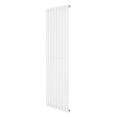 Sleek white oval single column radiator measuring 1600 x 480mm, featuring a modern design with smooth, vertical lines and a glossy finish