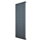 Oval single column radiator in anthracite grey, 1600 x 600mm, featuring sleek vertical lines and a modern design for efficient heating