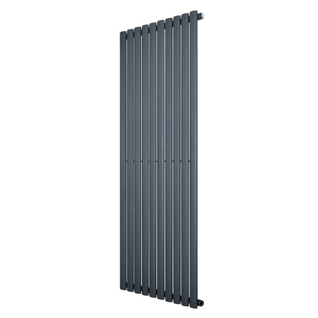 Oval single column radiator in anthracite grey, 1600 x 600mm, featuring sleek vertical lines and a modern design for efficient heating