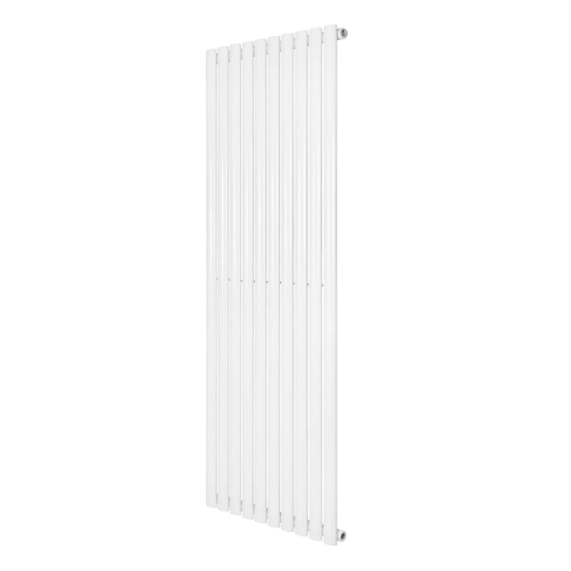 Sleek white oval single column radiator, 1600 x 600mm, featuring a modern design with smooth, vertical lines and a glossy finish