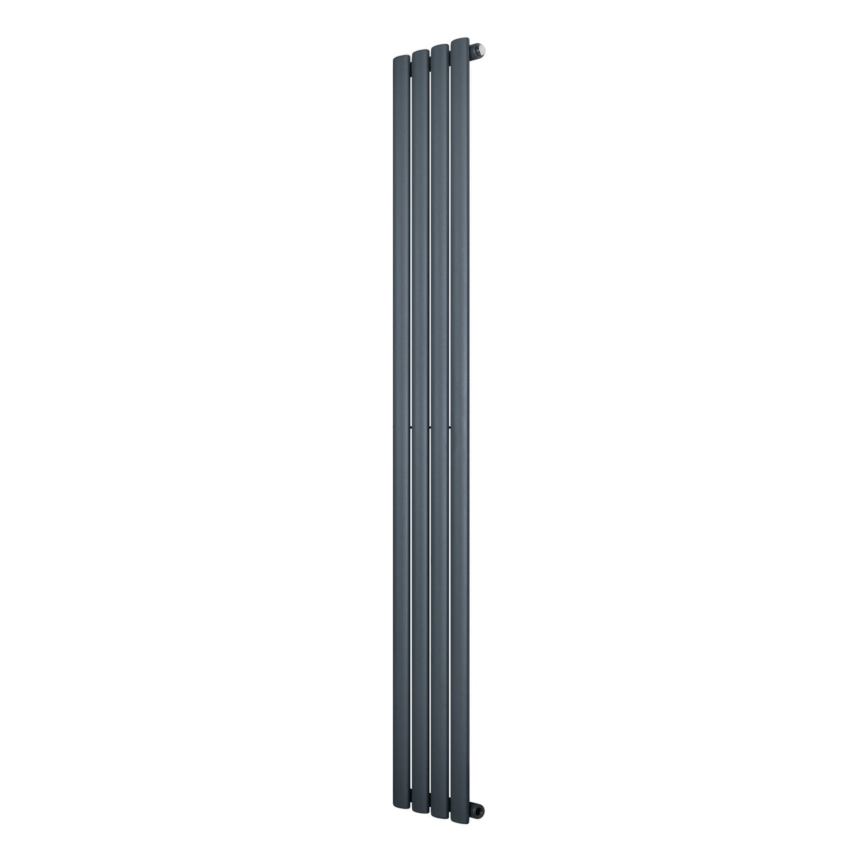 Oval single column radiator in anthracite grey, 1800 x 240mm, featuring a sleek, modern design with smooth, vertical lines
