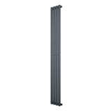 Oval single column radiator in anthracite grey, 1800 x 240mm, featuring a sleek, modern design with smooth, vertical lines
