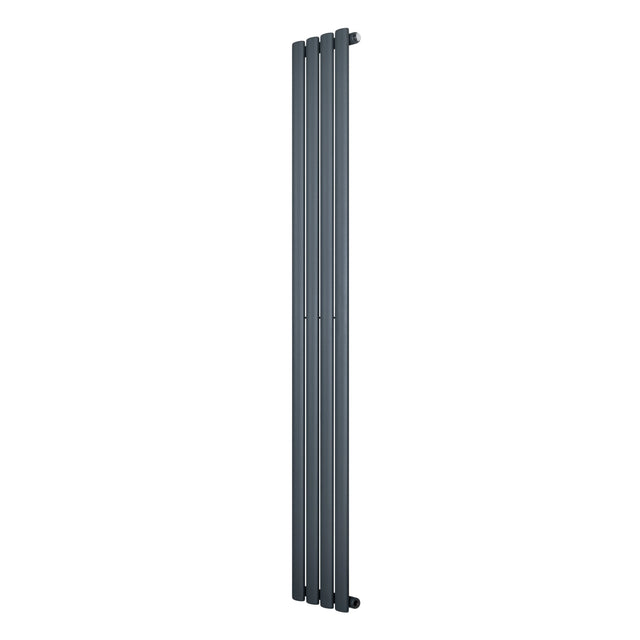 Oval single column radiator in anthracite grey, 1800 x 240mm, featuring a sleek, modern design with smooth, vertical lines