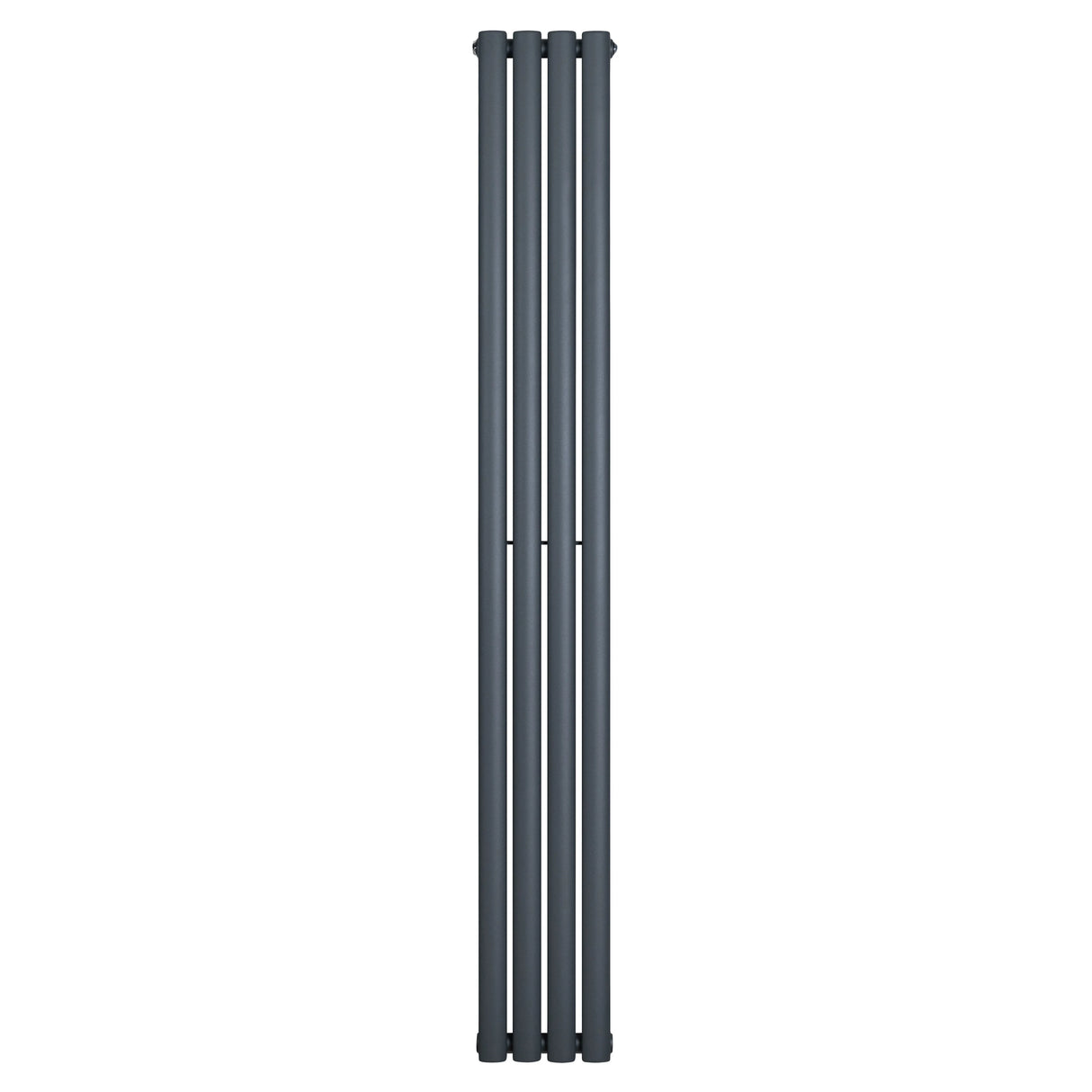 Oval single column radiator in anthracite grey, 1800 x 240mm, featuring a sleek, modern design with smooth, rounded edges and a matte finish