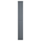 Oval single column radiator in anthracite grey, 1800 x 240mm, featuring a sleek, modern design with smooth, rounded edges and a matte finish