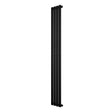 Sleek black oval single column radiator measuring 1800 x 240mm, featuring a modern design with smooth, matte finish and vertical lines