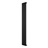 Sleek black oval single column radiator measuring 1800 x 240mm, featuring a modern design with smooth, matte finish and vertical lines