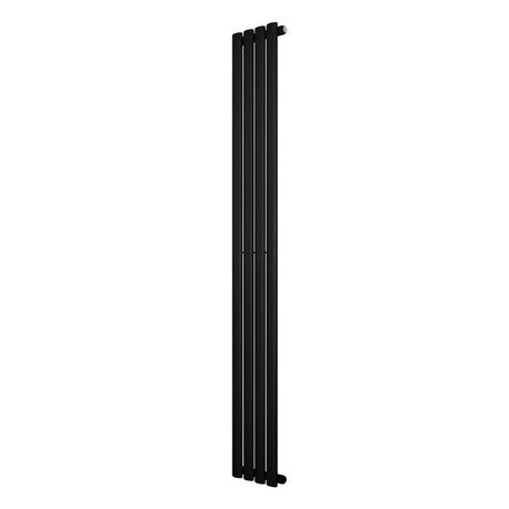 Sleek black oval single column radiator measuring 1800 x 240mm, featuring a modern design with smooth, matte finish and vertical lines