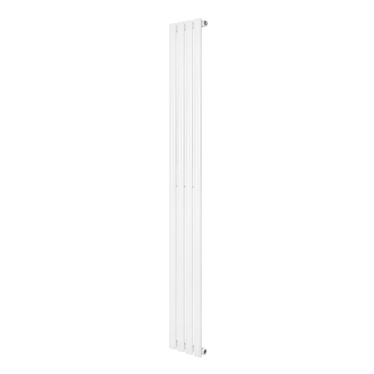 Sleek white oval single column radiator, 1800 x 240mm, featuring a modern design with smooth, vertical lines and a glossy finish
