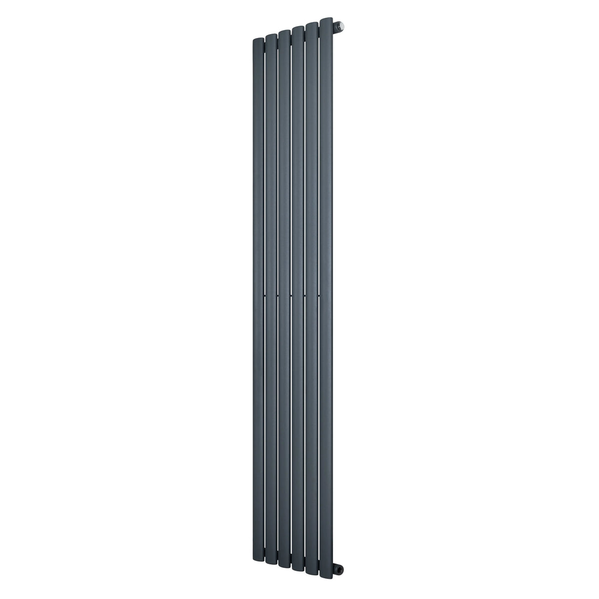Oval single column radiator in anthracite grey, 1800 x 360mm, featuring a sleek vertical design with smooth, modern lines