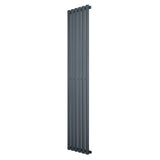 Oval single column radiator in anthracite grey, 1800 x 360mm, featuring a sleek vertical design with smooth, modern lines