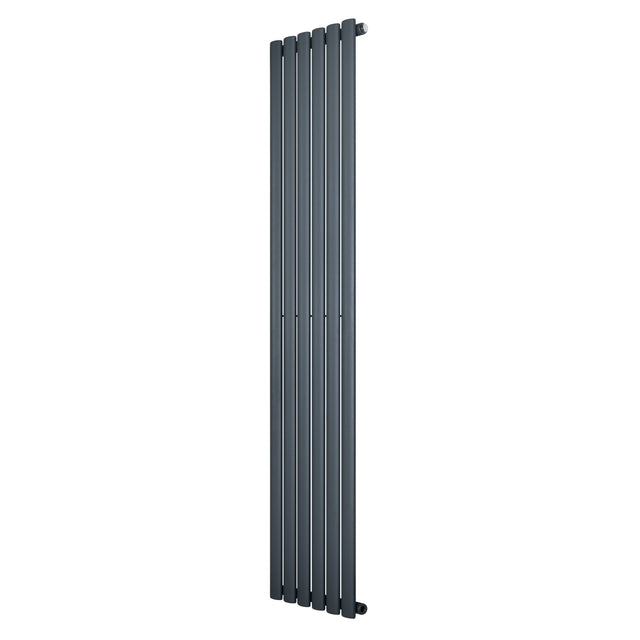 Oval single column radiator in anthracite grey, 1800 x 360mm, featuring a sleek vertical design with smooth, modern lines