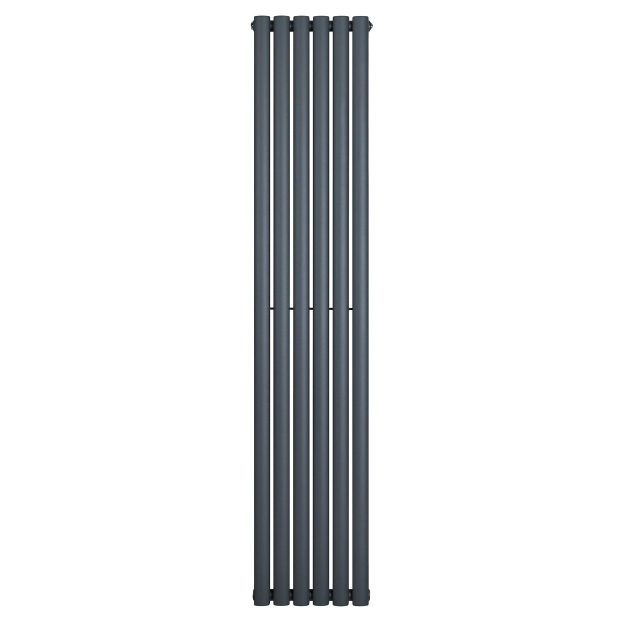 Oval single column radiator in anthracite grey, 1800 x 360mm, featuring sleek vertical lines and a smooth, modern finish