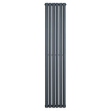 Oval single column radiator in anthracite grey, 1800 x 360mm, featuring sleek vertical lines and a smooth, modern finish