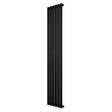 Sleek black oval single column radiator, 1800 x 360mm, featuring a modern design with smooth, matte finish and vertical alignment