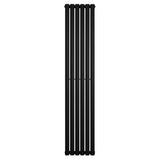 Sleek black oval single column radiator, 1800 x 360mm, featuring smooth, modern lines and a minimalist design ideal for contemporary spaces