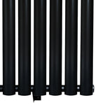 Sleek black oval single column radiator, 1800 x 360mm, featuring smooth matte finish and modern design for efficient heating