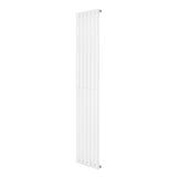 Sleek white oval single column radiator, 1800 x 360mm, featuring a modern design with smooth, vertical lines and a glossy finish
