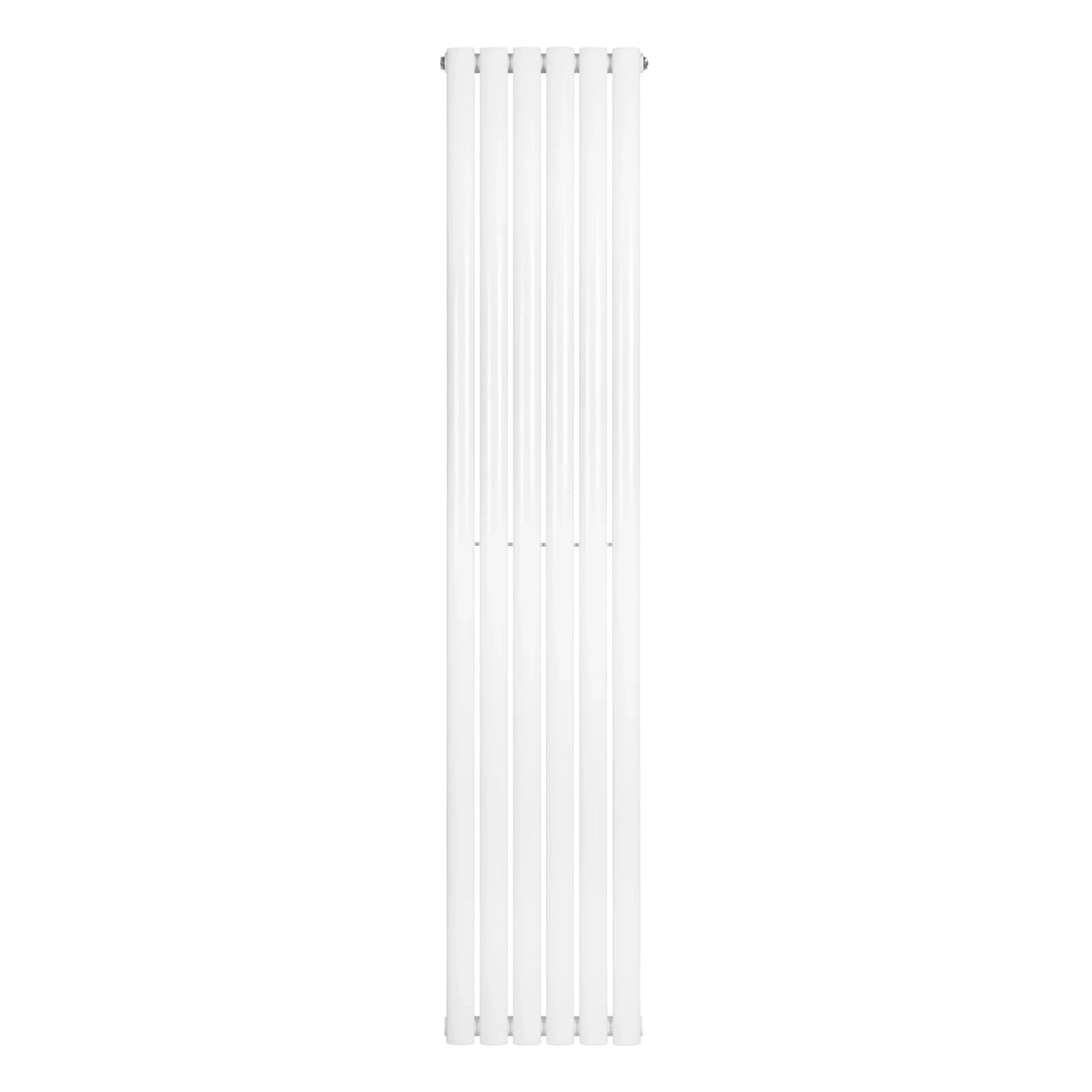 Sleek white oval single column radiator, 1800 x 360mm, featuring a smooth finish and vertical design, perfect for modern interiors