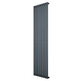 Oval single column radiator in anthracite grey, 1800 x 480mm, featuring a sleek, modern design with a smooth metallic finish