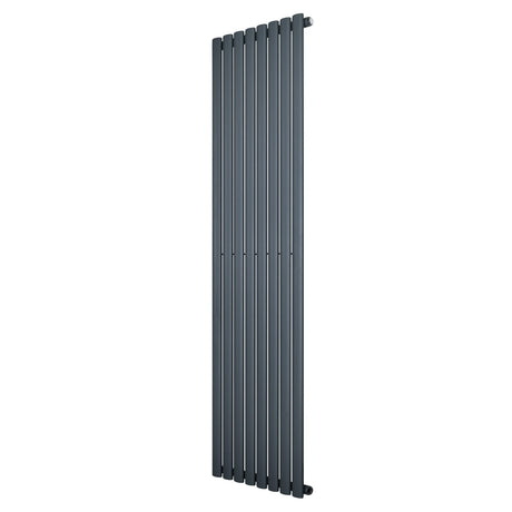 Oval single column radiator in anthracite grey, 1800 x 480mm, featuring a sleek, modern design with a smooth metallic finish