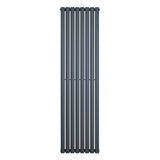 Oval single column radiator in anthracite grey, 1800 x 480mm, featuring a sleek, vertical design with smooth, matte finish