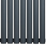 Anthracite grey oval single column radiator with a sleek, modern design, featuring smooth, rounded tubes for efficient heating