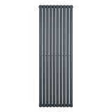 Oval single column radiator in anthracite grey, 1800 x 600mm, featuring a sleek, vertical design with smooth, rounded edges and a modern finish