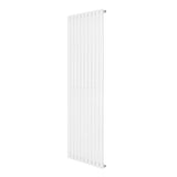 Sleek white oval single column radiator, 1800 x 600mm, featuring a modern design with vertical slats and a smooth finish