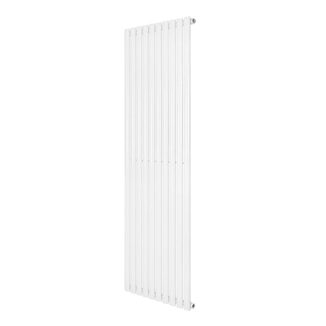 Sleek white oval single column radiator, 1800 x 600mm, featuring a modern design with vertical slats and a smooth finish