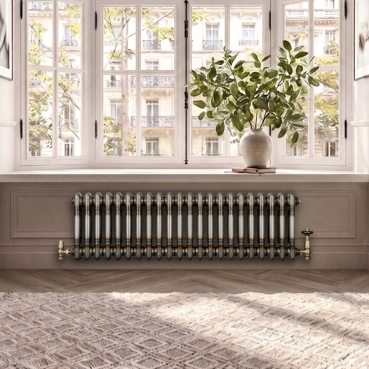 Traditional 2 Column Radiator - 300 x 1010mm - Raw Metal