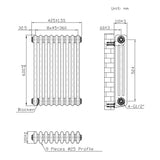 Traditional 3 Column Radiator - 600 x 425mm - Raw Metal