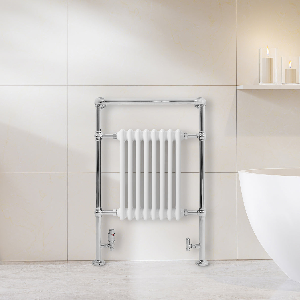 Traditional Heated Towel Rail Radiator – 950mm x 660mm  – White