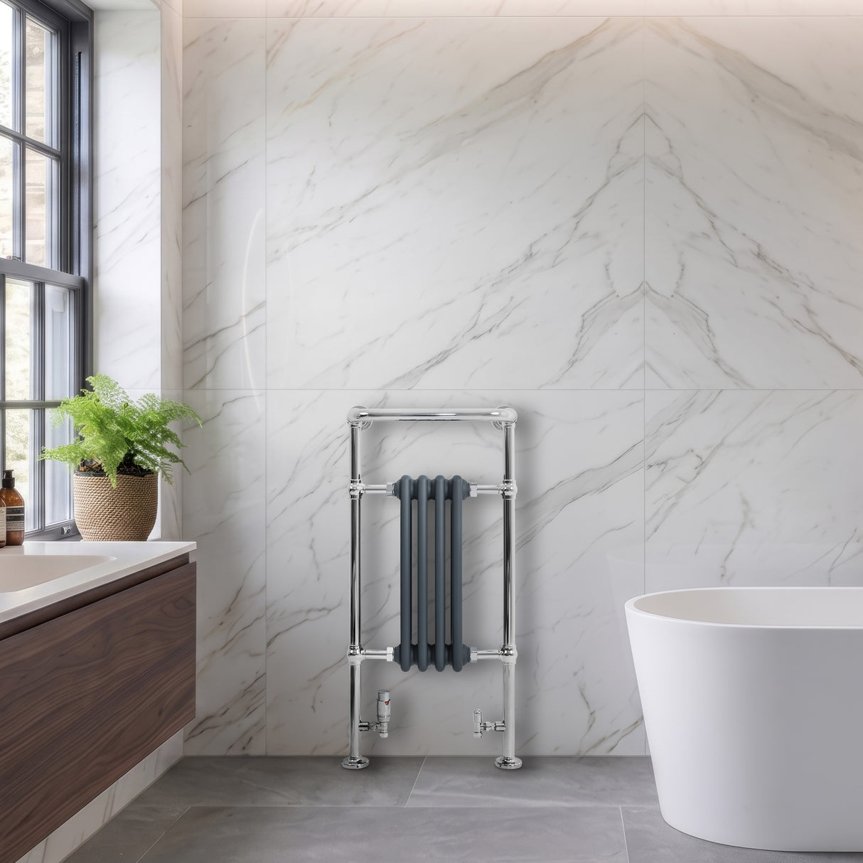 Traditional Heated Towel Rail Radiator – 950mm x 480mm  – Anthracite Grey