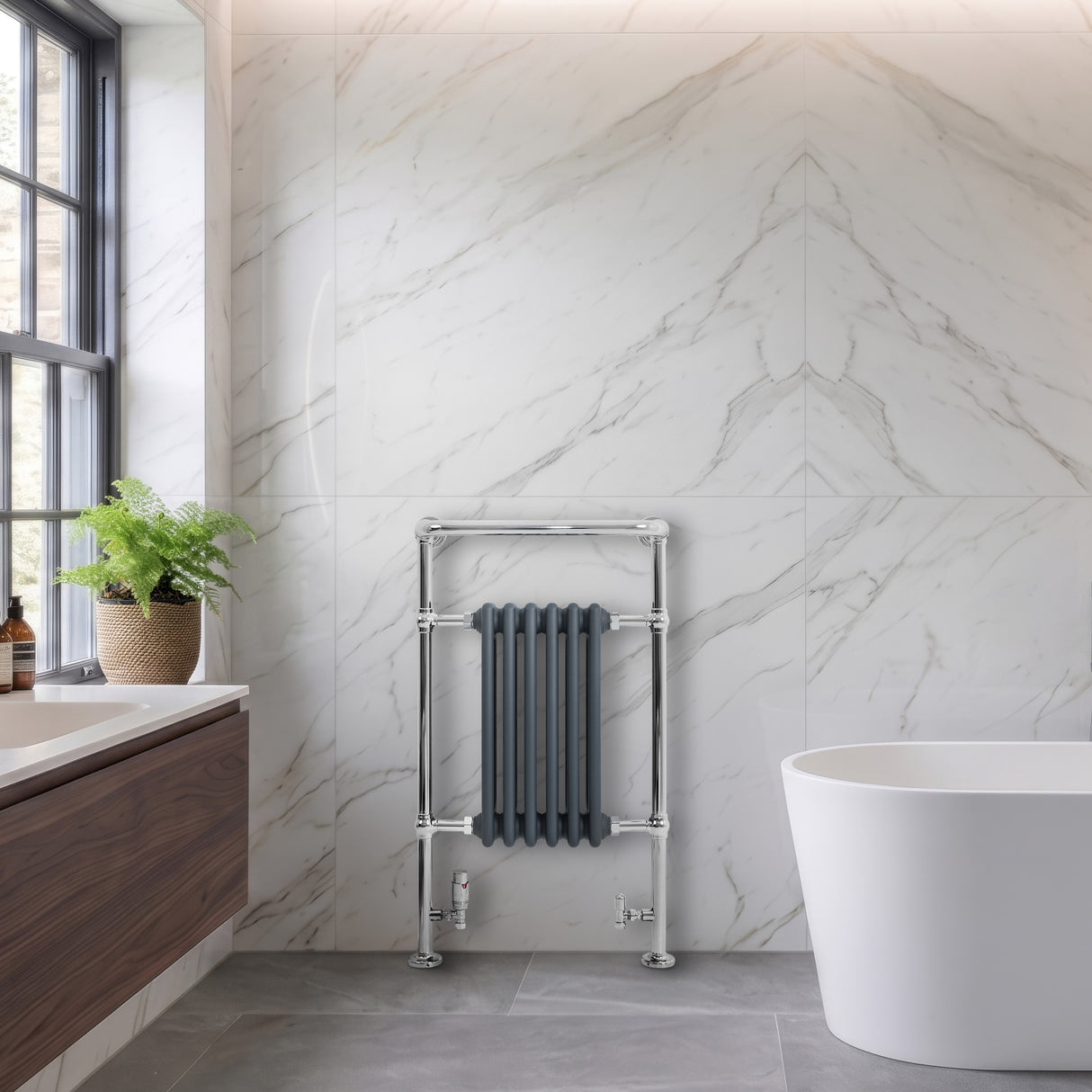 Traditional Heated Towel Rail Radiator – 950mm x 570mm  – Anthracite Grey