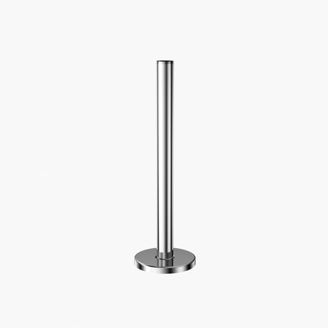 Chrome radiator pipes and collars set, featuring a sleek cylindrical design with a polished finish and sturdy round base