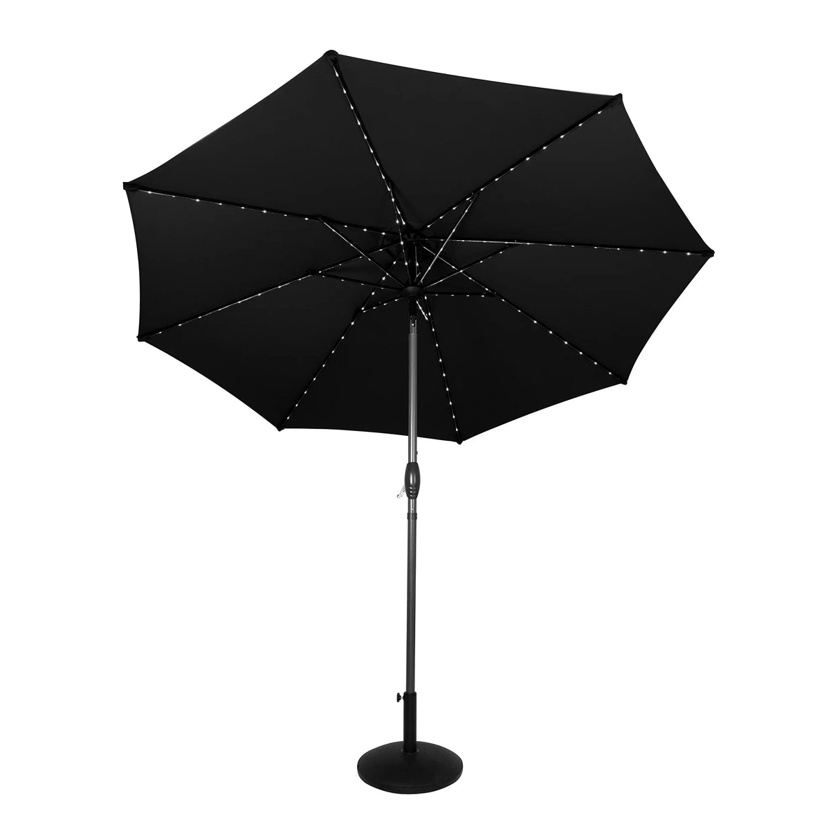 LED Tilt Parasol 2.7m With Tilt Base – Black