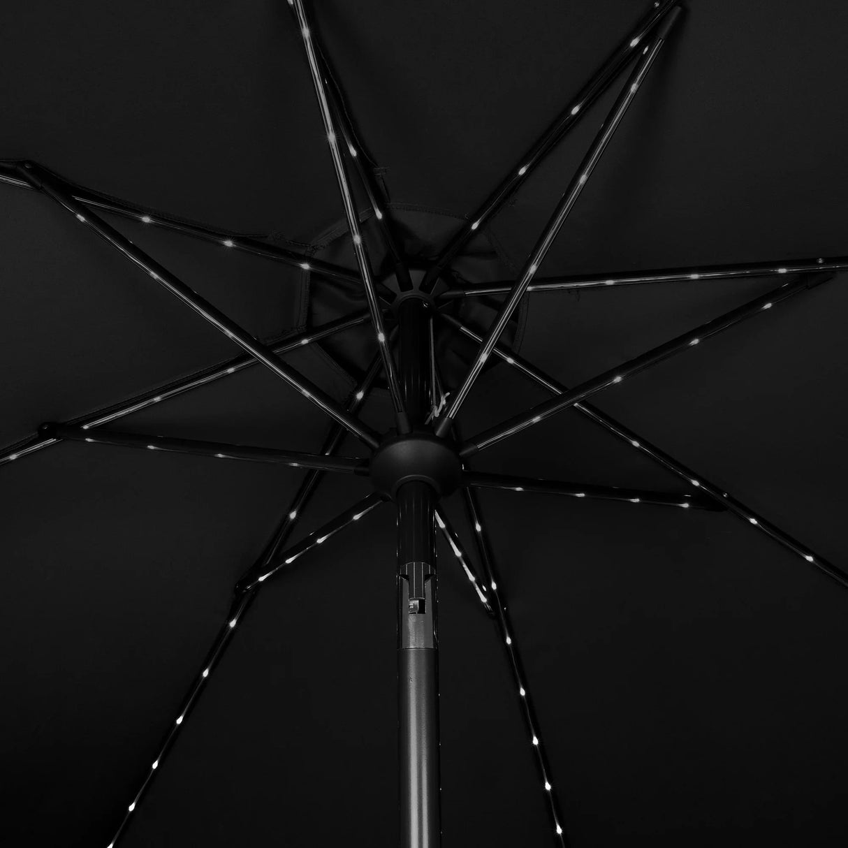 LED Tilt Parasol 2.7m With Tilt Base – Black
