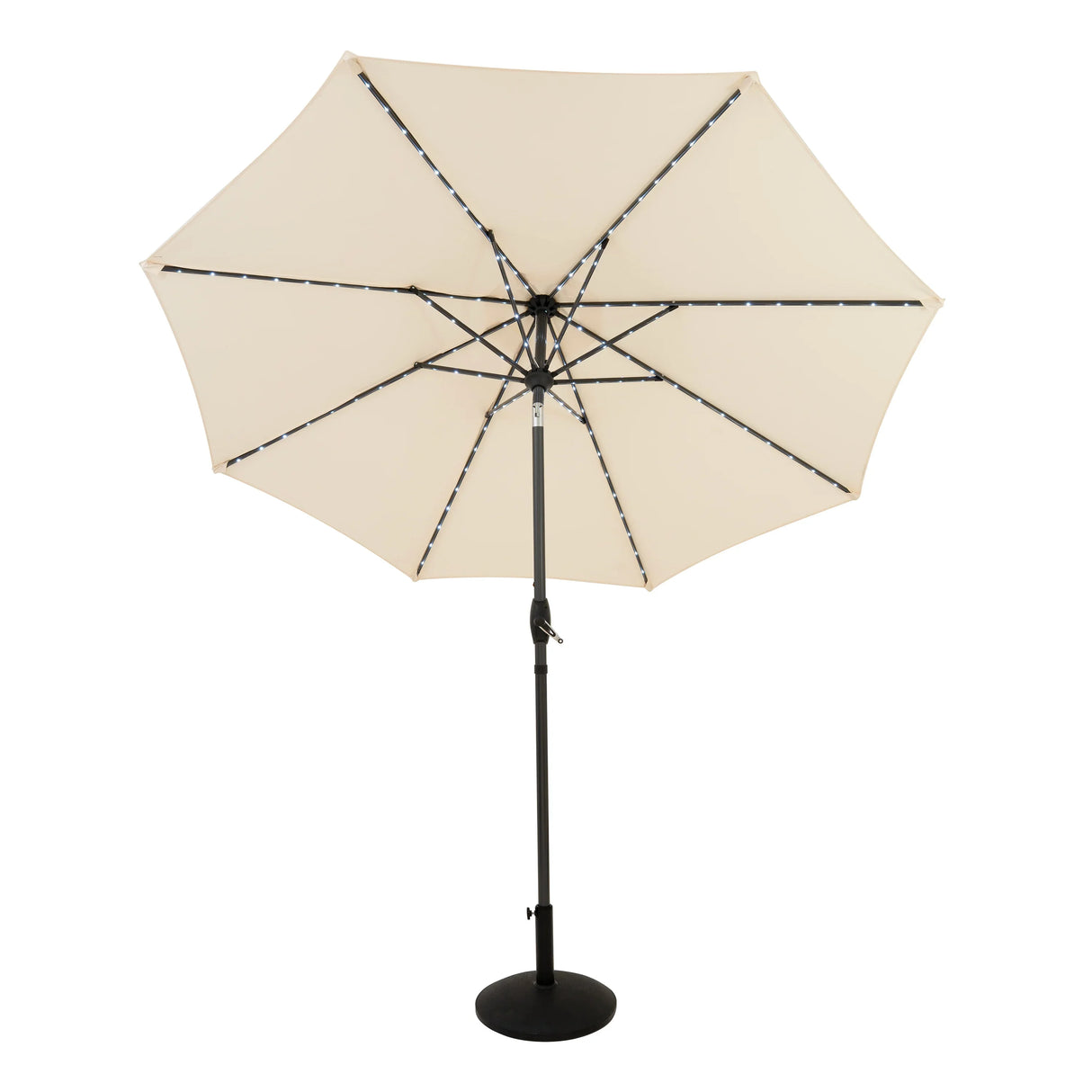 LED Tilt Parasol 2.7m With Tilt Base – Cream