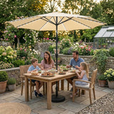 LED Tilt Parasol 2.7m With Tilt Base – Cream
