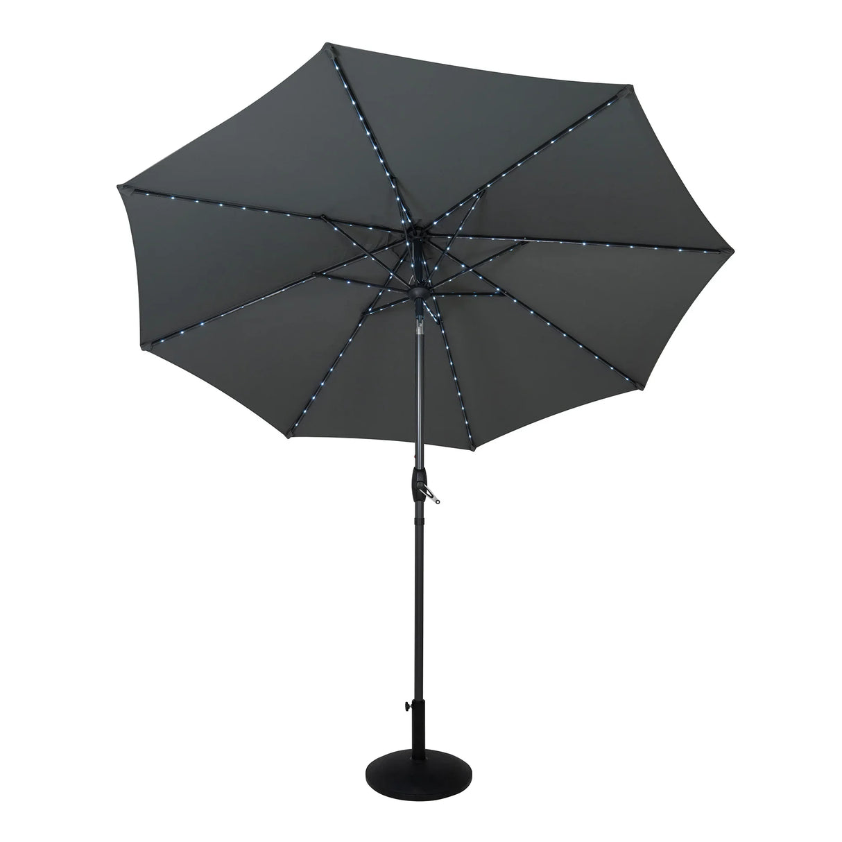 LED Tilt Parasol 2.7m With Tilt Base – Grey