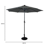 LED Tilt Parasol 2.7m With Tilt Base – Grey