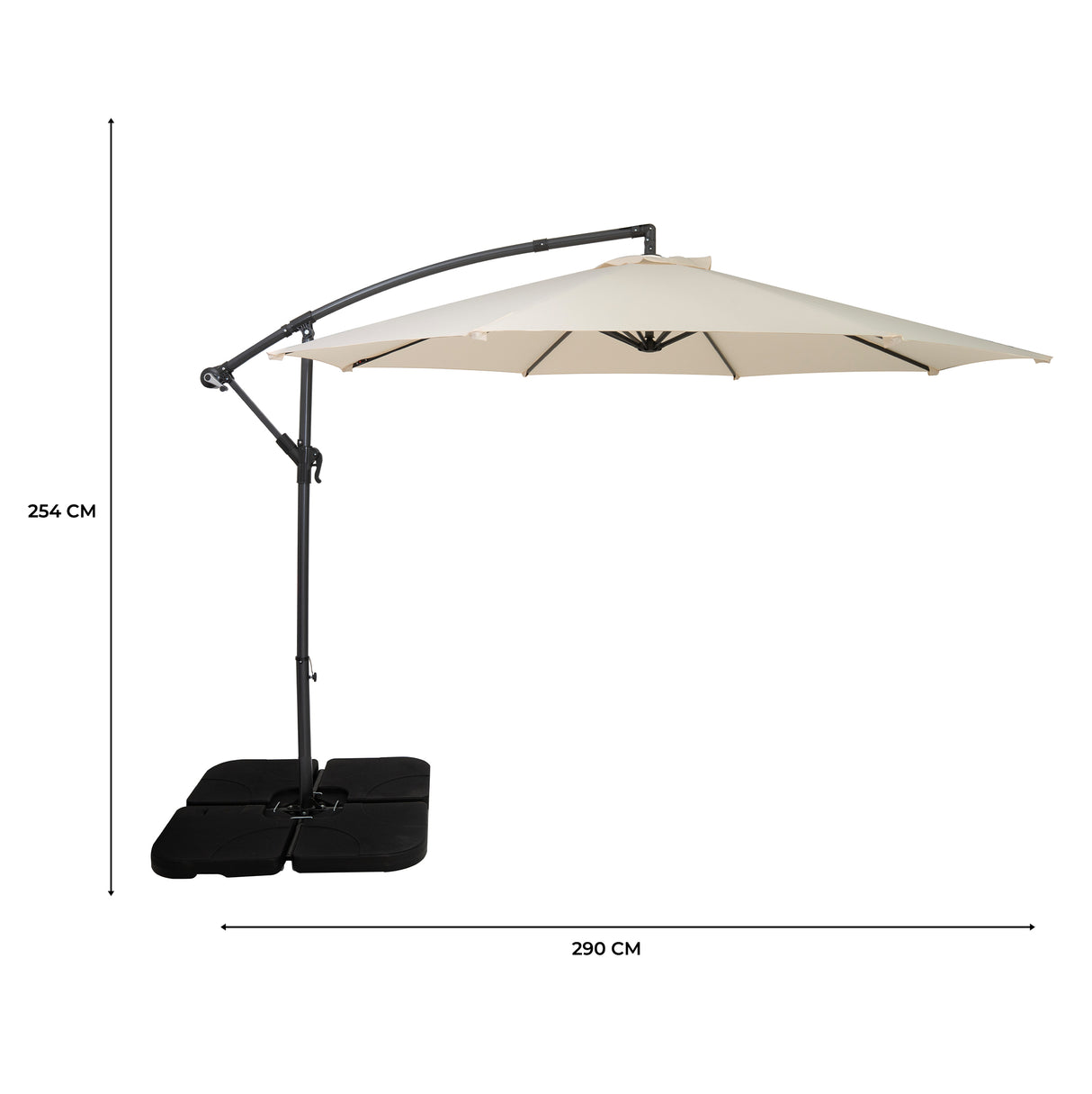 Cantilever Parasol 3m With Square Base – Cream