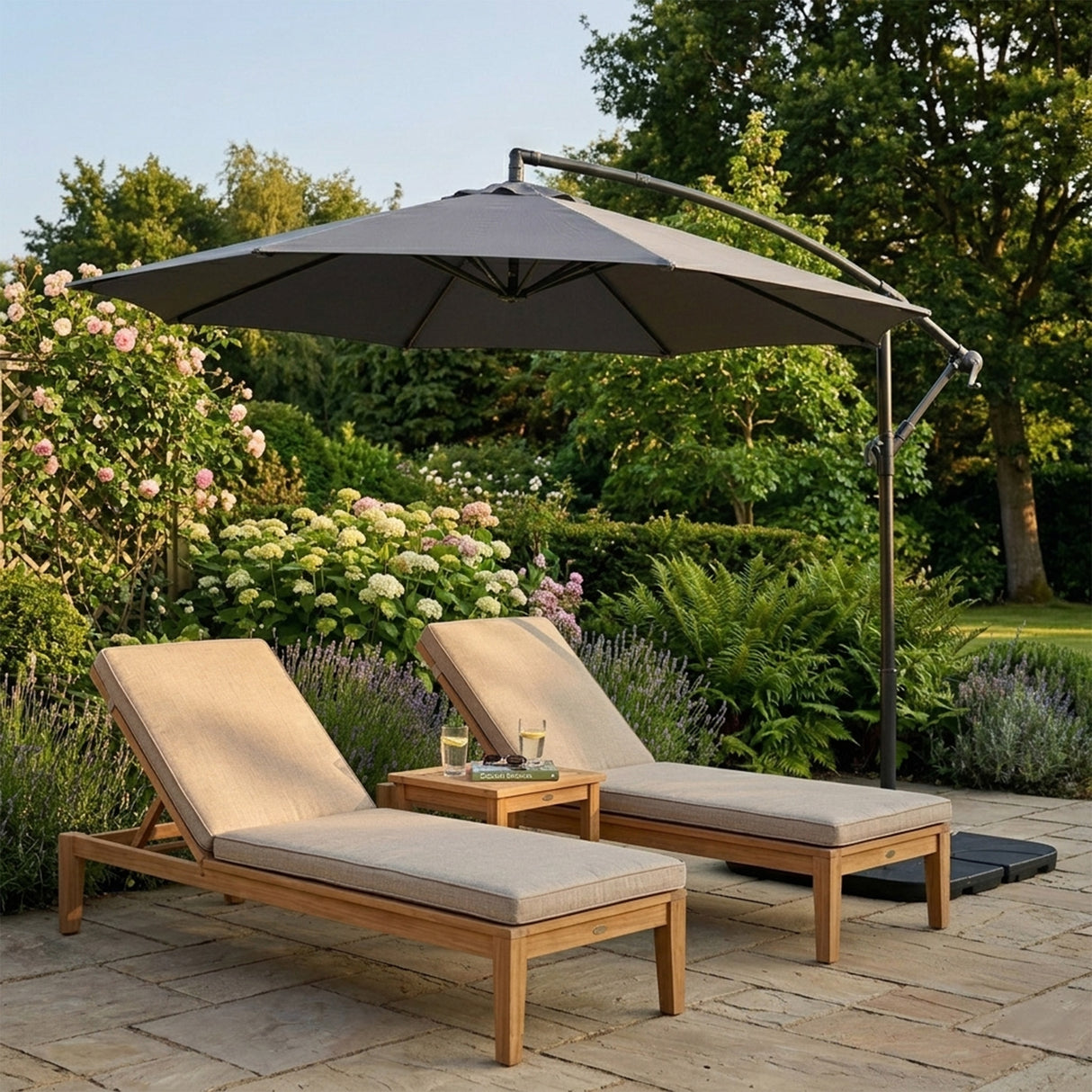 Cantilever Parasol 3m With Square Base – Grey