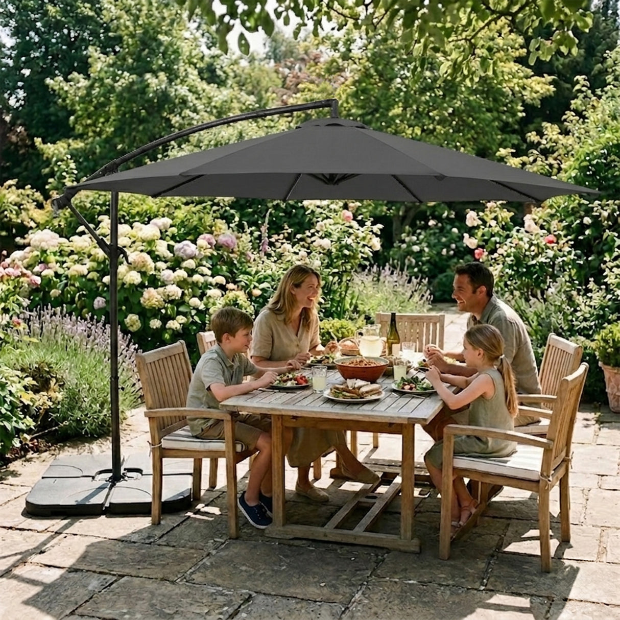 Cantilever Parasol 3m With Square Base – Grey